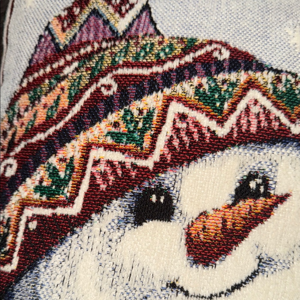 Festive Snowman Pillow with Colorful Knit Design - Picture 3 of 4